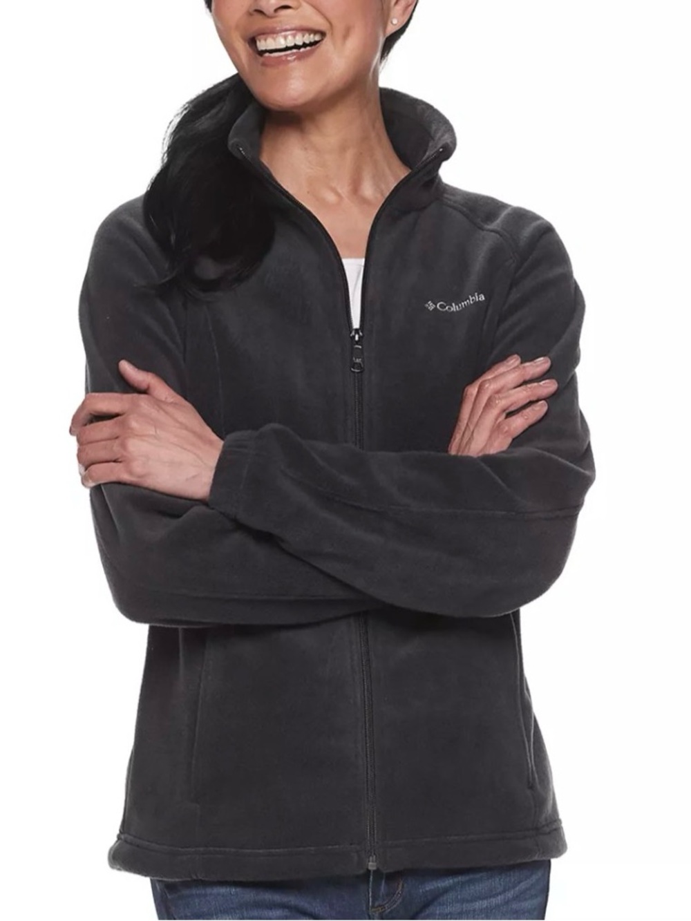 Columbia Women's Dark Gray Full-Zip Teddy Fleece Jacket